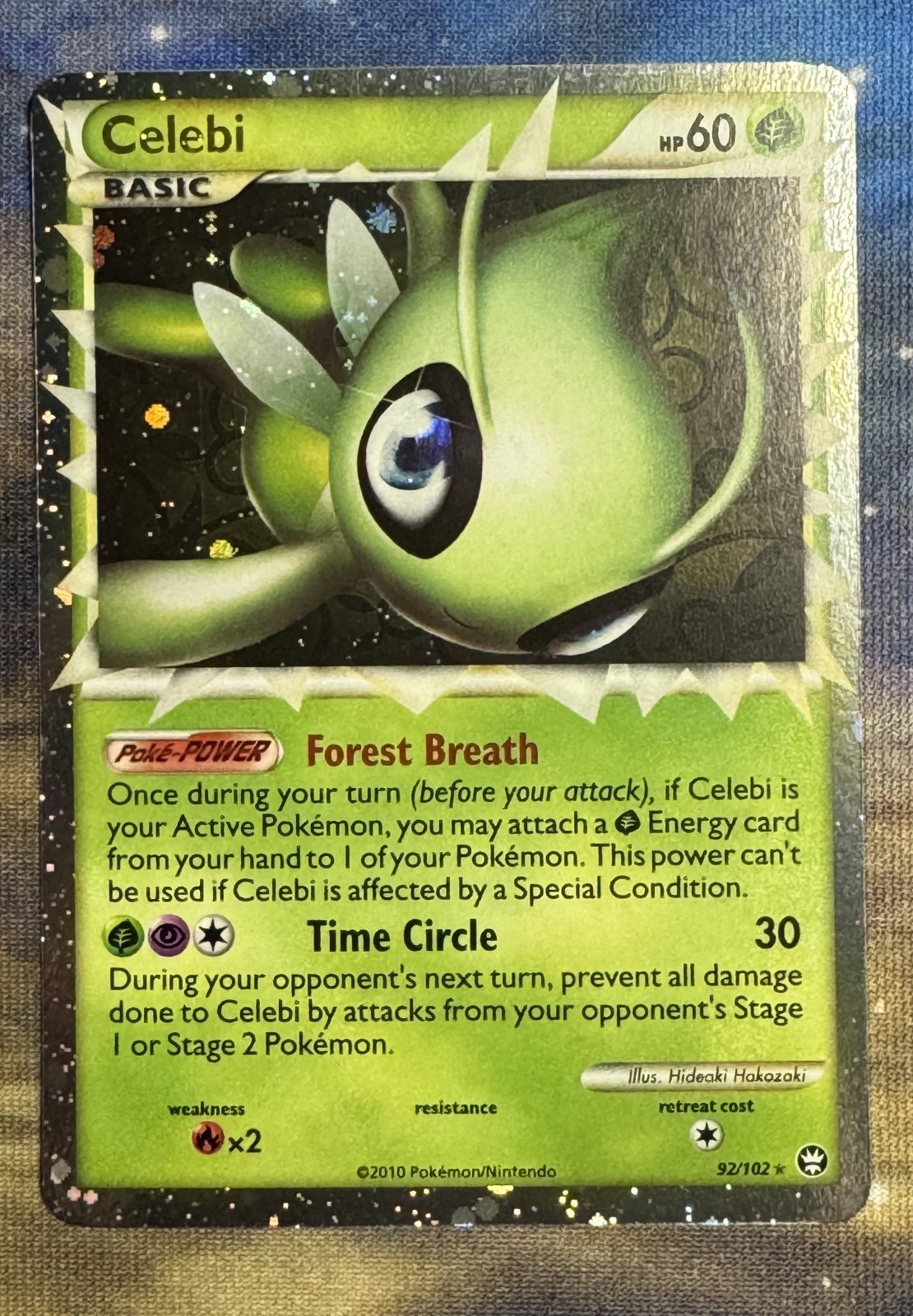 Pokemon Celebi Prime 92/102 HGSS Triumphant Holo Rare Ultra Pokemon Card 2010 NM