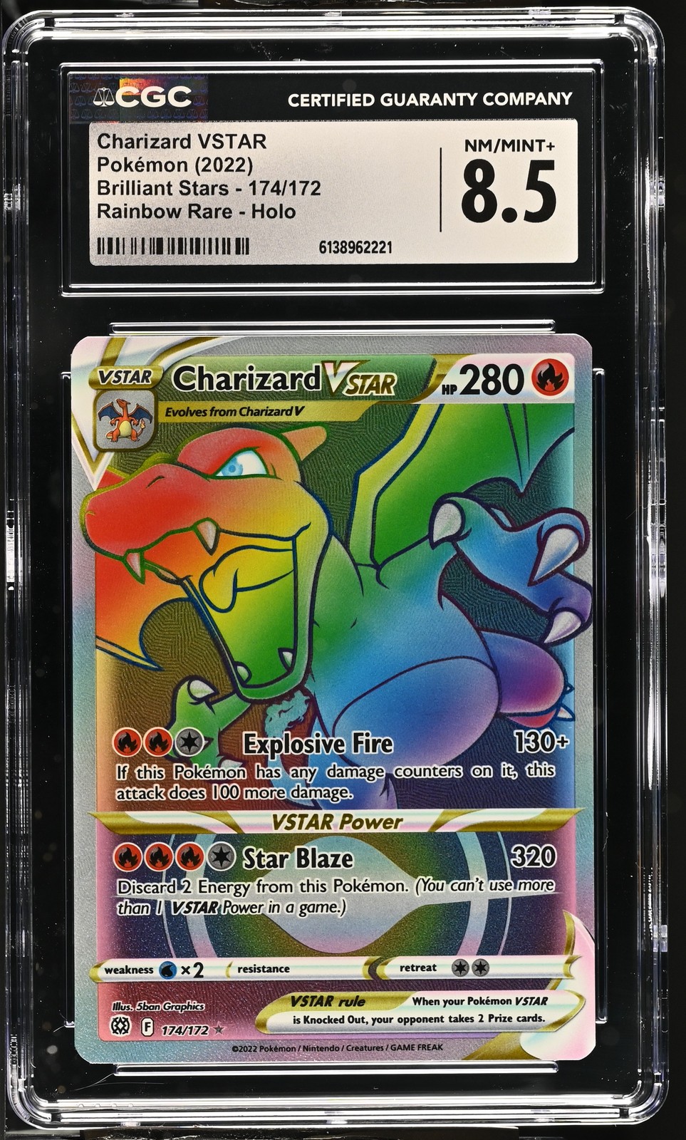 SWSH09: Brilliant Stars #174/172 Charizard VSTAR (Secret) CGC 8.5