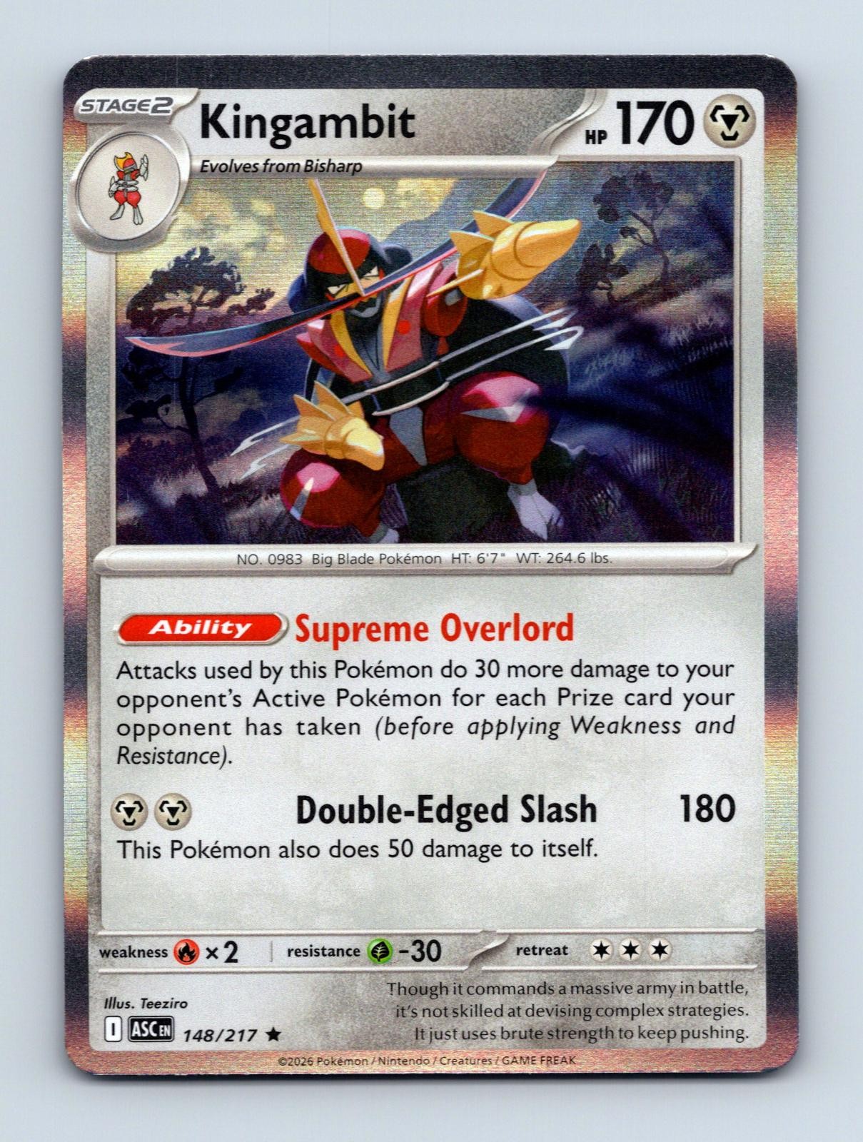 Kingambit 148/217 Rare Ascended Heroes Holo Near Mint