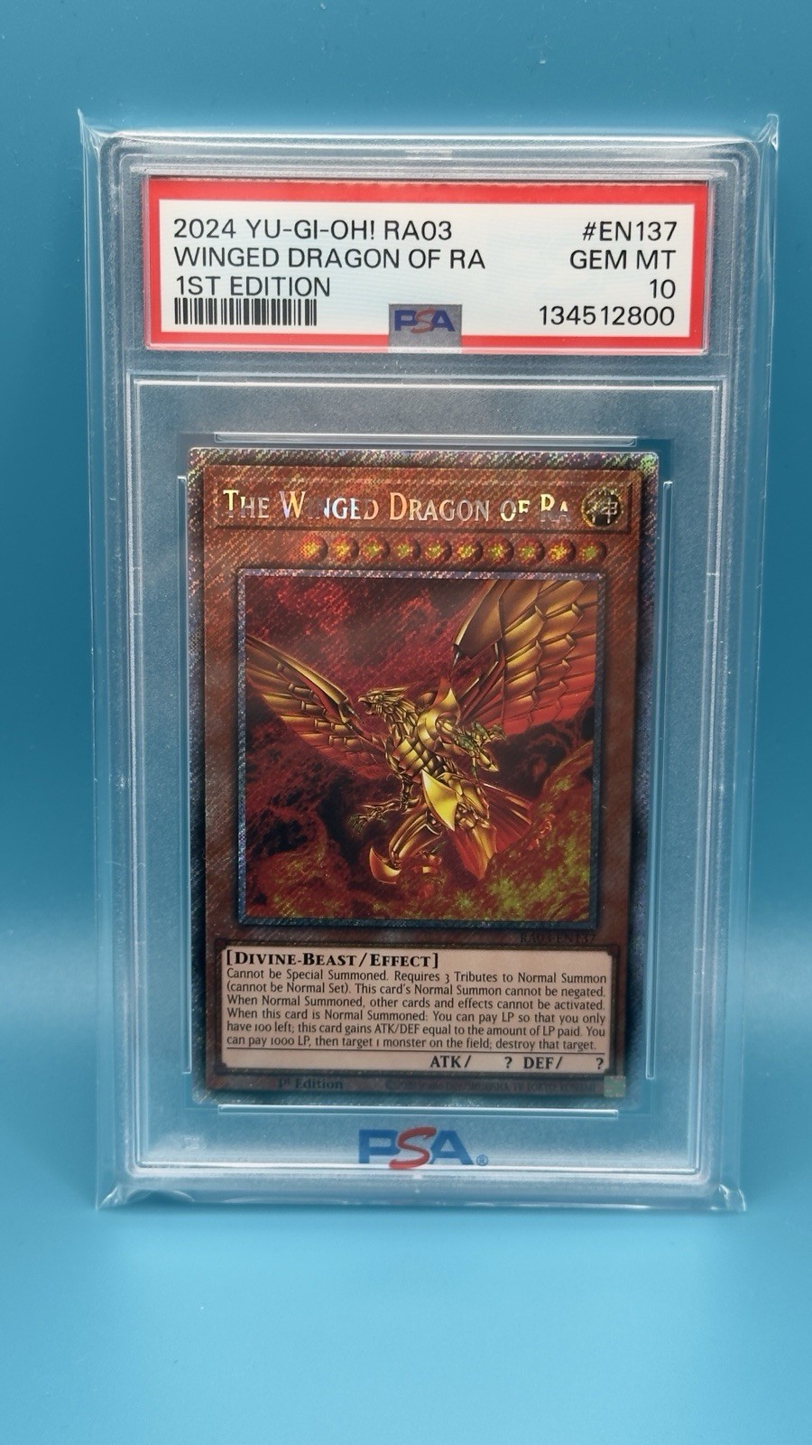 2024 YU-GI-OH! RA03-QUARTER CENTURY BONANZA THE WINGED DRAGON OF RA PSA 10