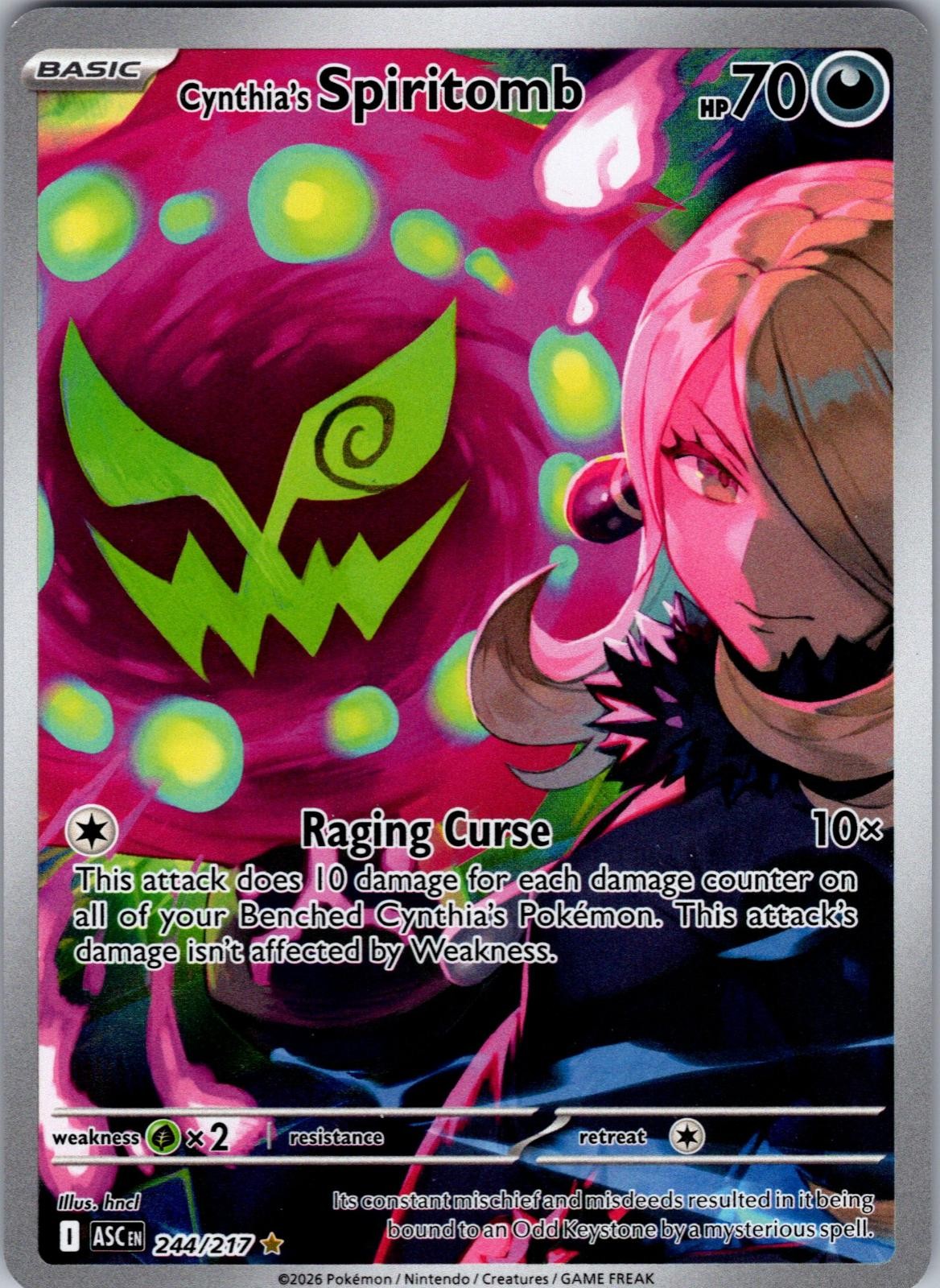 Cynthia’s Spiritomb 244/217 Illustration Rare Ascended Heroes Pokemon Holo NM