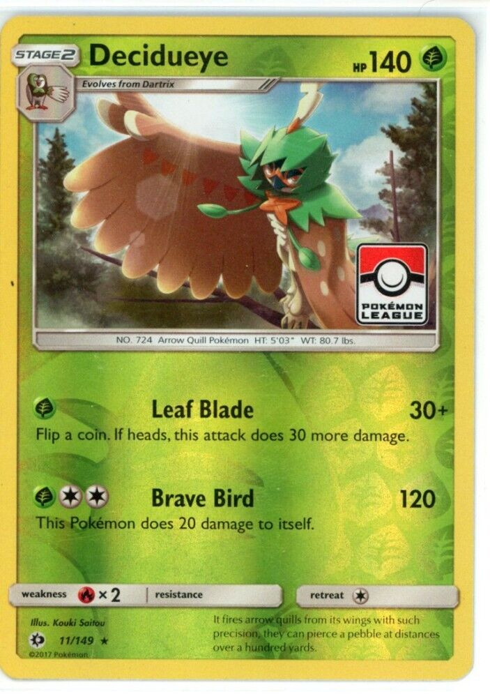 Pokemon TCG Decidueye (Pokemon League Stamp) 011/149 Championship Reverse Holo
