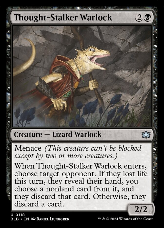 Thought-Stalker Warlock 118 BLB Bloomburrow MTG Lizard Menace Ljunggren NM