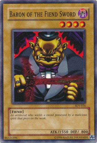 Baron of the Fiend Sword – SDY-036 – Common – Unlimited Edition – Heavily Played