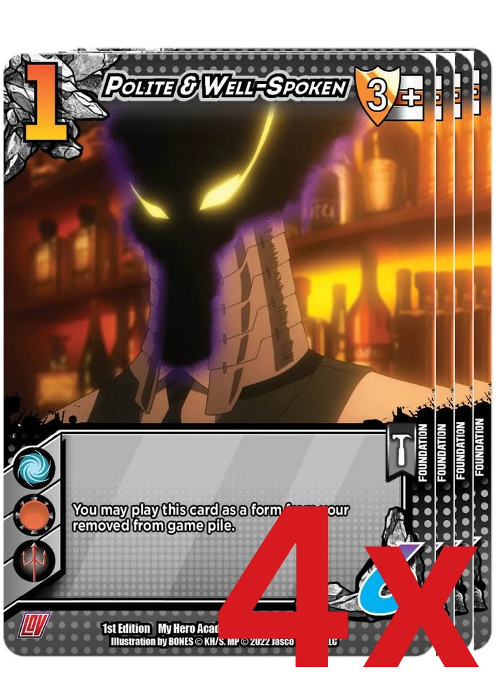 4x UniVersus My Hero Academia League of Villains UC 026/108 Polite & Well-Spoken