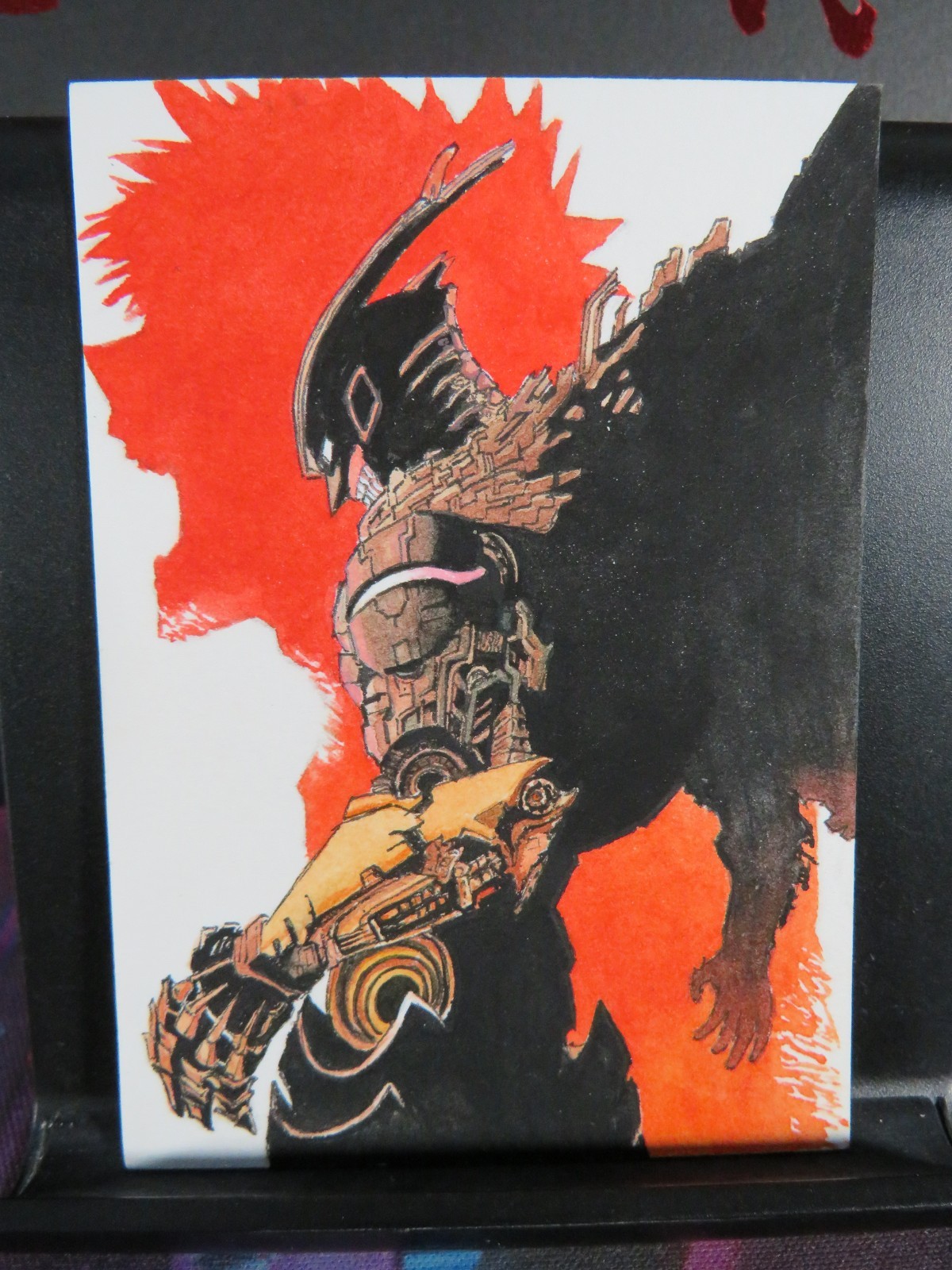 Armored All Might Hand Drawn 1/1 Sketch Art Card Studio Hero Academia Blacklight
