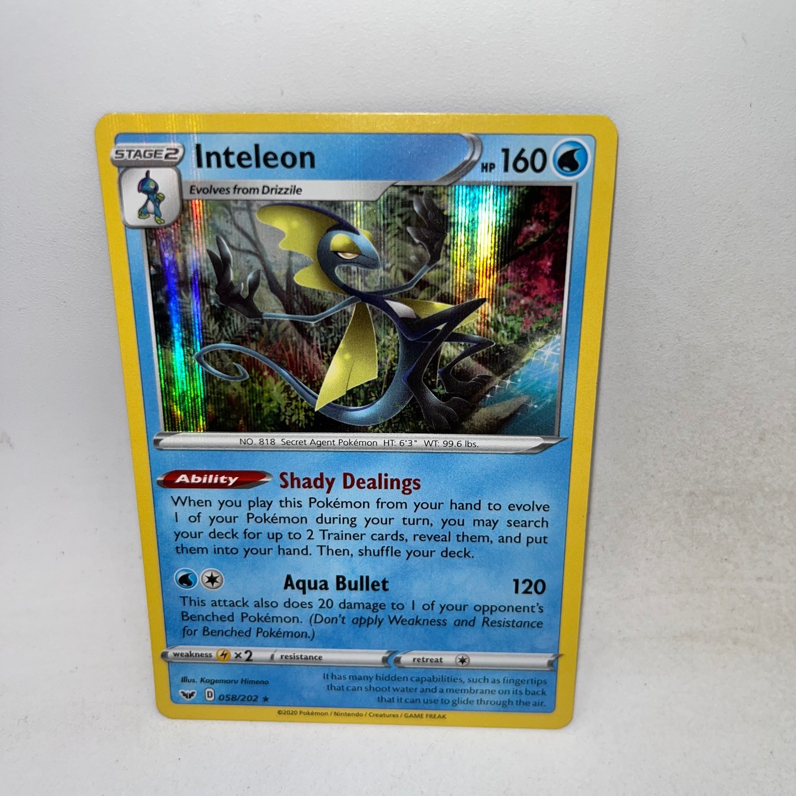 Inteleon 058/202 Holo Rare Sword & Shield Pokemon Holo Damaged