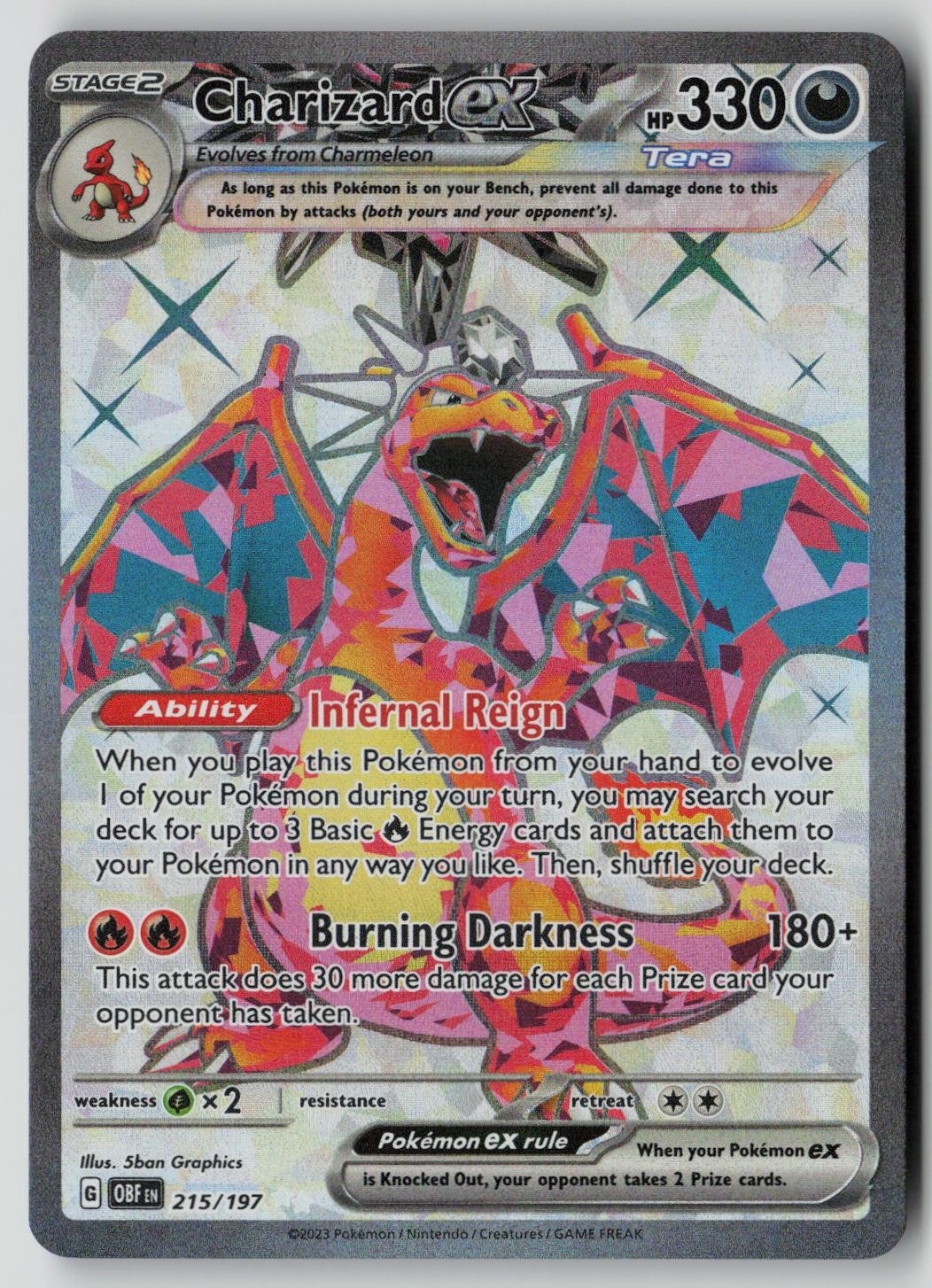 Charizard ex 215/197 Ultra Rare Obsidian Flames Pokemon NM