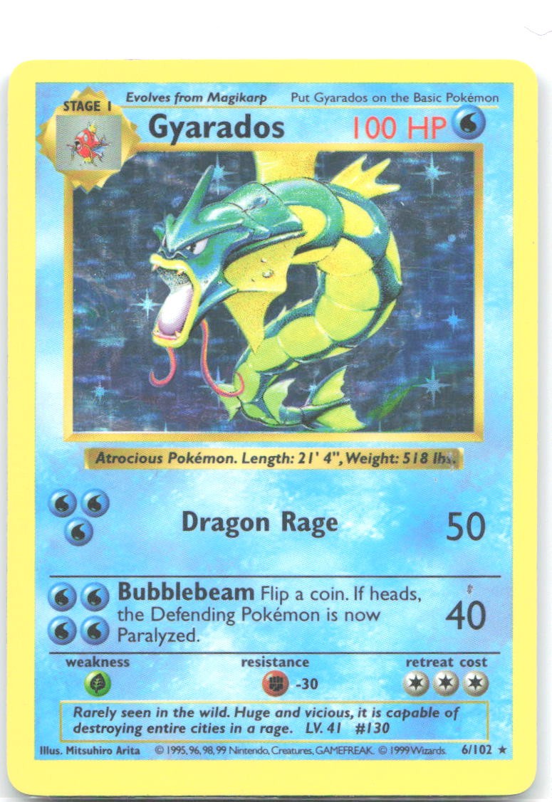 Gyarados Holo Rare Base Set Shadowless 006/102 LP Mitsuhiro Arita