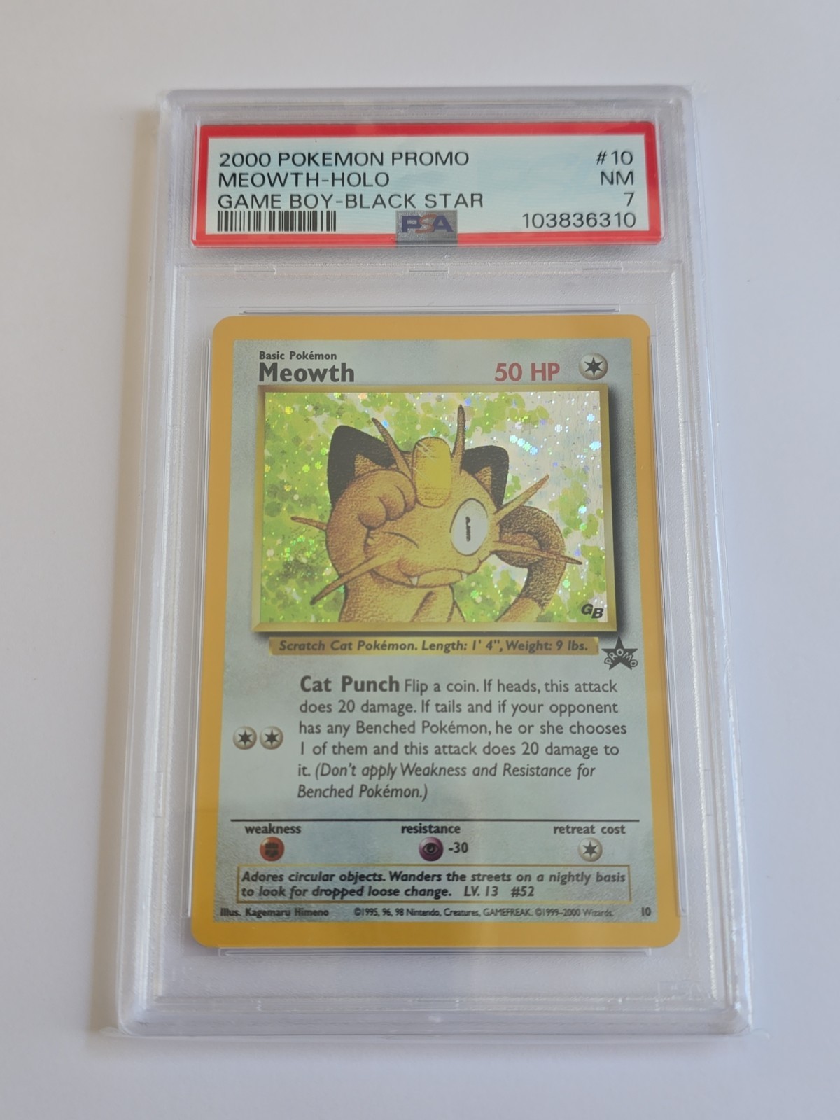 2000 POKEMON PROMO BLACK STAR | GAME BOYMEOWTH-HOLO 10 PSA 7