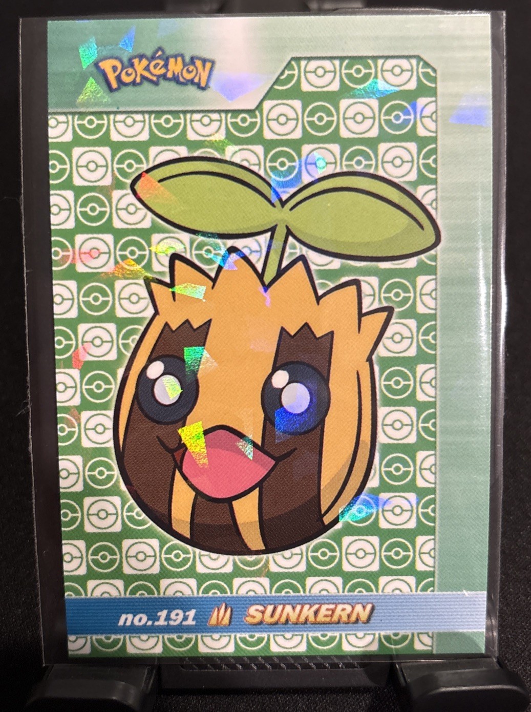 Rare Pokemon Shiny Full Art #191 Sunkern Low Pop Cracked Ice Holo Card ⭐️