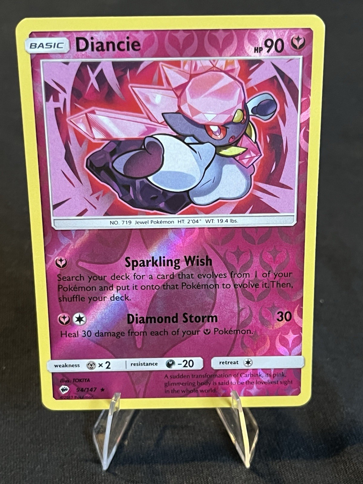 Diancie 94/147 NM Rare Reverse Holo Burning Shadows 2017 Pokemon TCG