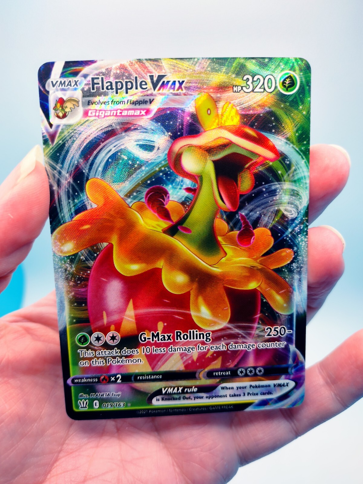 Flapple Vmax 019/163 Full Art Holo Ultra Rare Pokemon NM Fresh Pull