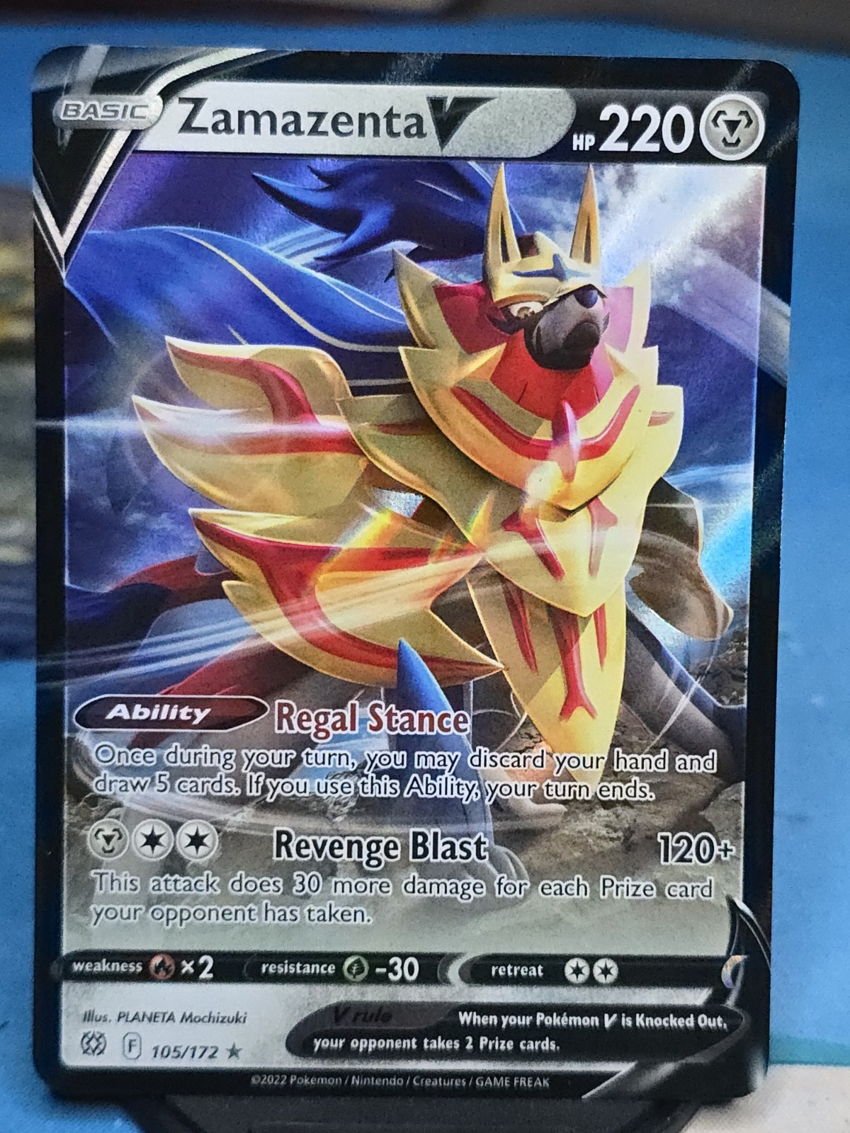 Zamazenta V 105/172 V Rare Pokemon Brilliant Stars Holo NM/M Holo
