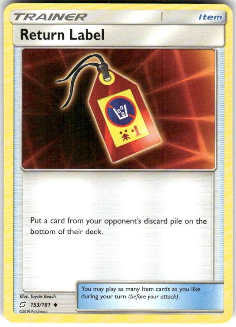 RETURN LABEL 153/181 UNCOMMON TEAM UP POKEMON NM/M TOYSTE BEACH
