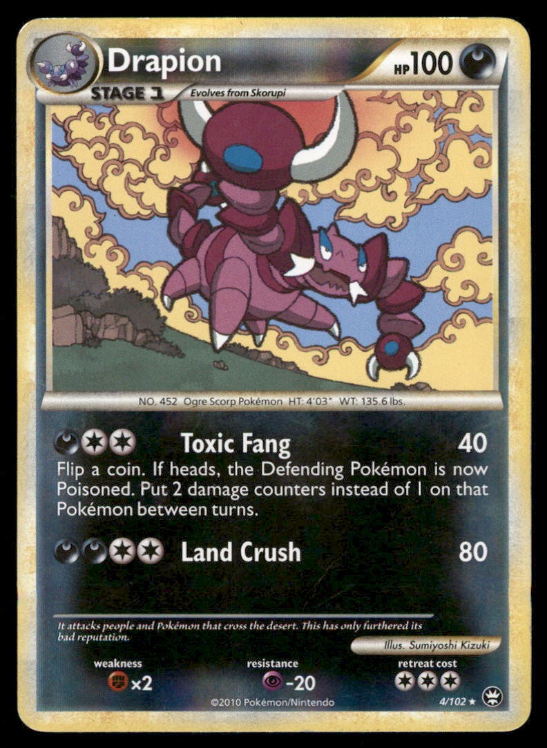 Drapion 4/102 Holo HGSS Triumphant Pokemon Card Reverse Holo