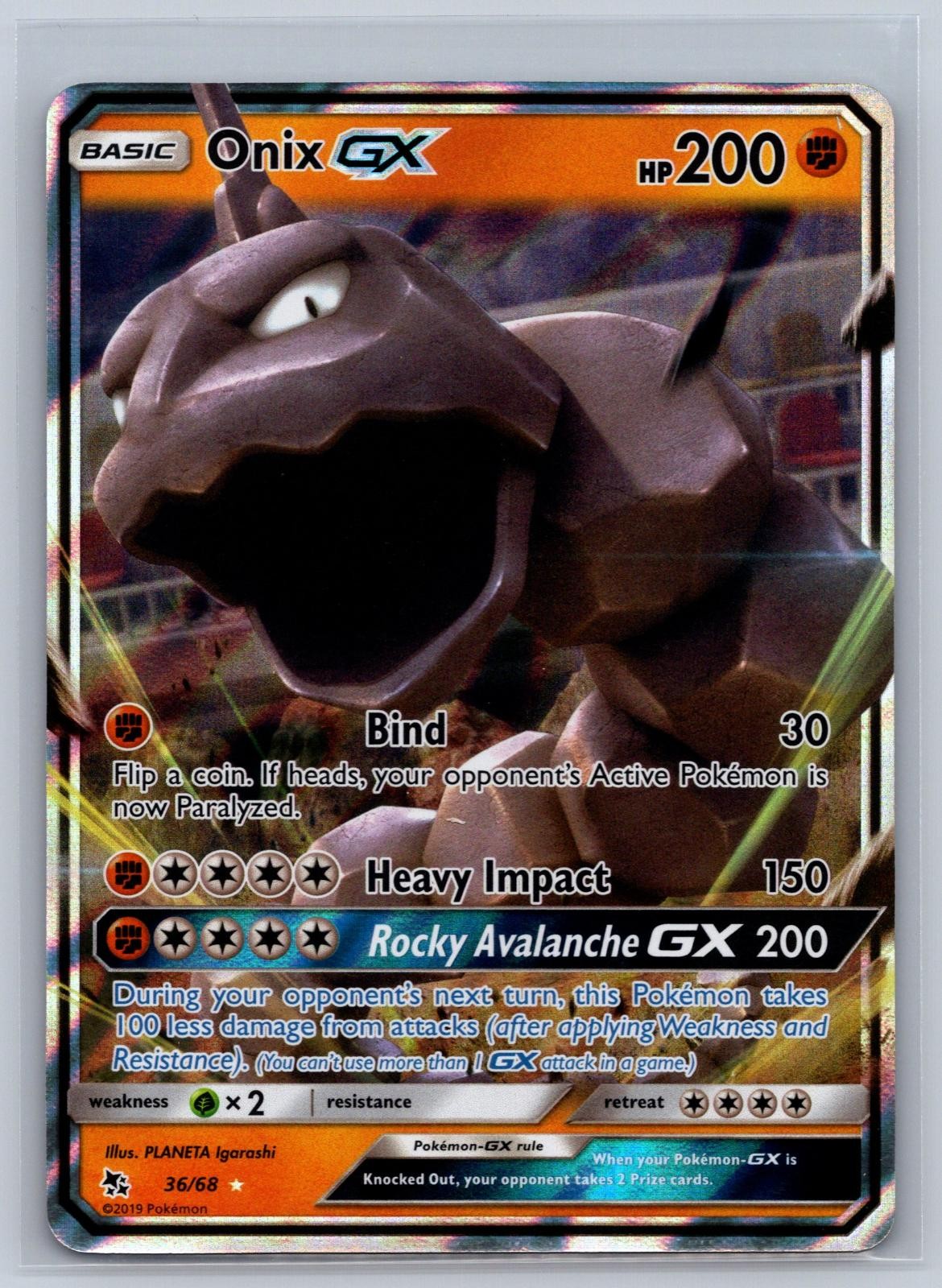 Onix GX 36/68 Holo GX Rare Hidden Fates Pokemon Near Mint