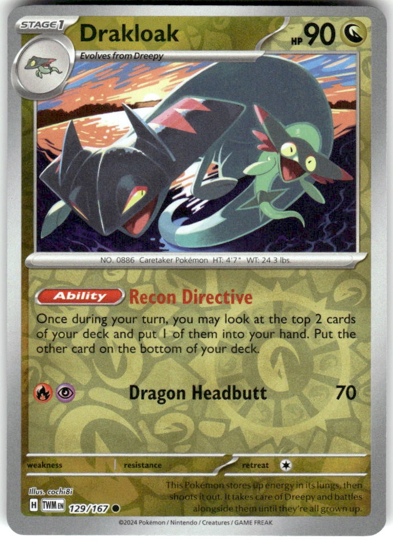 Drakloak 129/167 Common Twilight Masquerade Pokemon Reverse Holo NM/M
