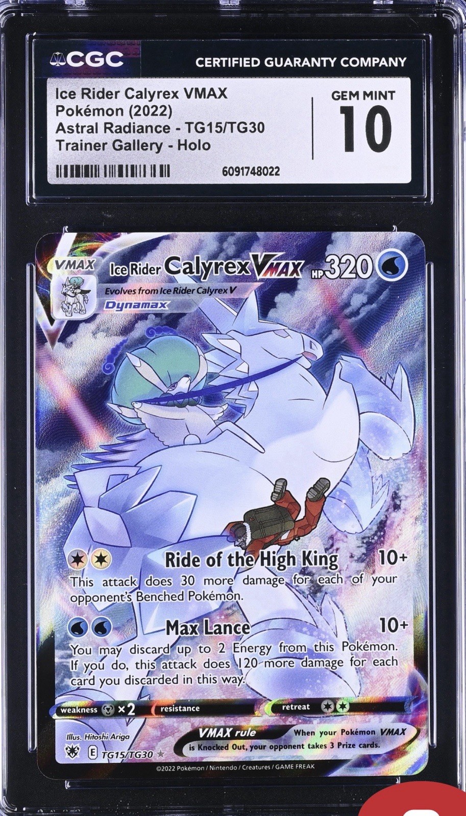 CGC 10 Ice Rider Calyrex #TG15 Astral Radiance SwSh Trainer Gallery Low Pop 186