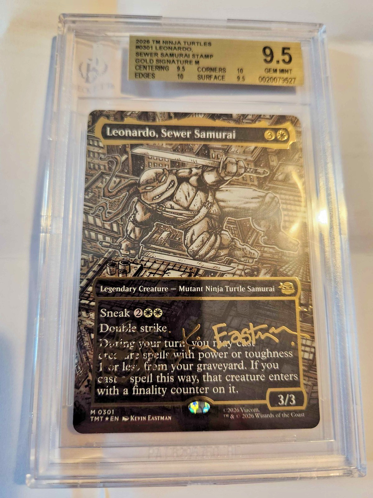MTG Kevin Eastman Gold stamped Leonardo sewer samurai Beckett 9.5 GEM MINT.