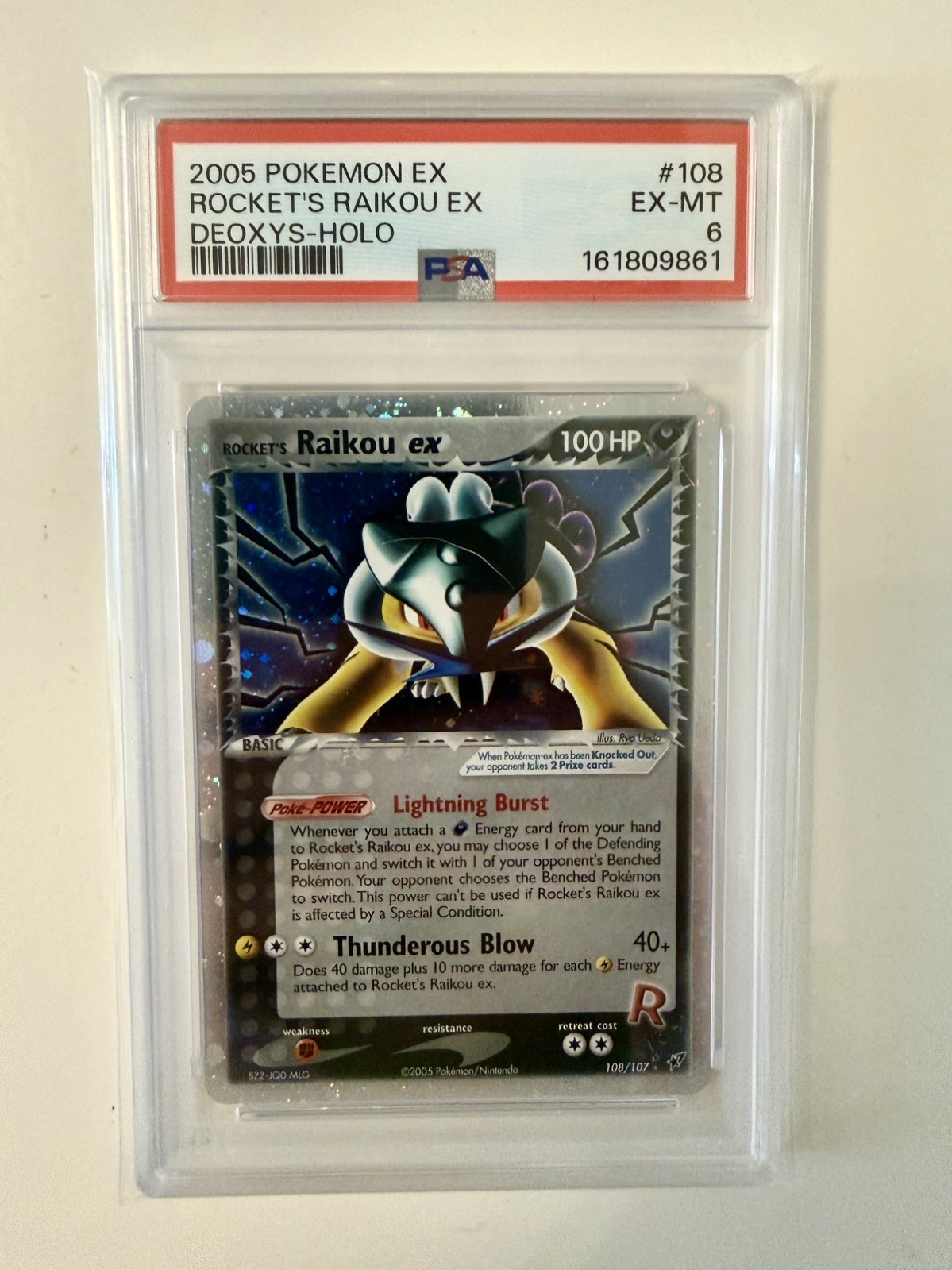 PSA 6 Rocket’s Raikou ex 108/107 EX Deoxys Pokémon Card – NEW CERT