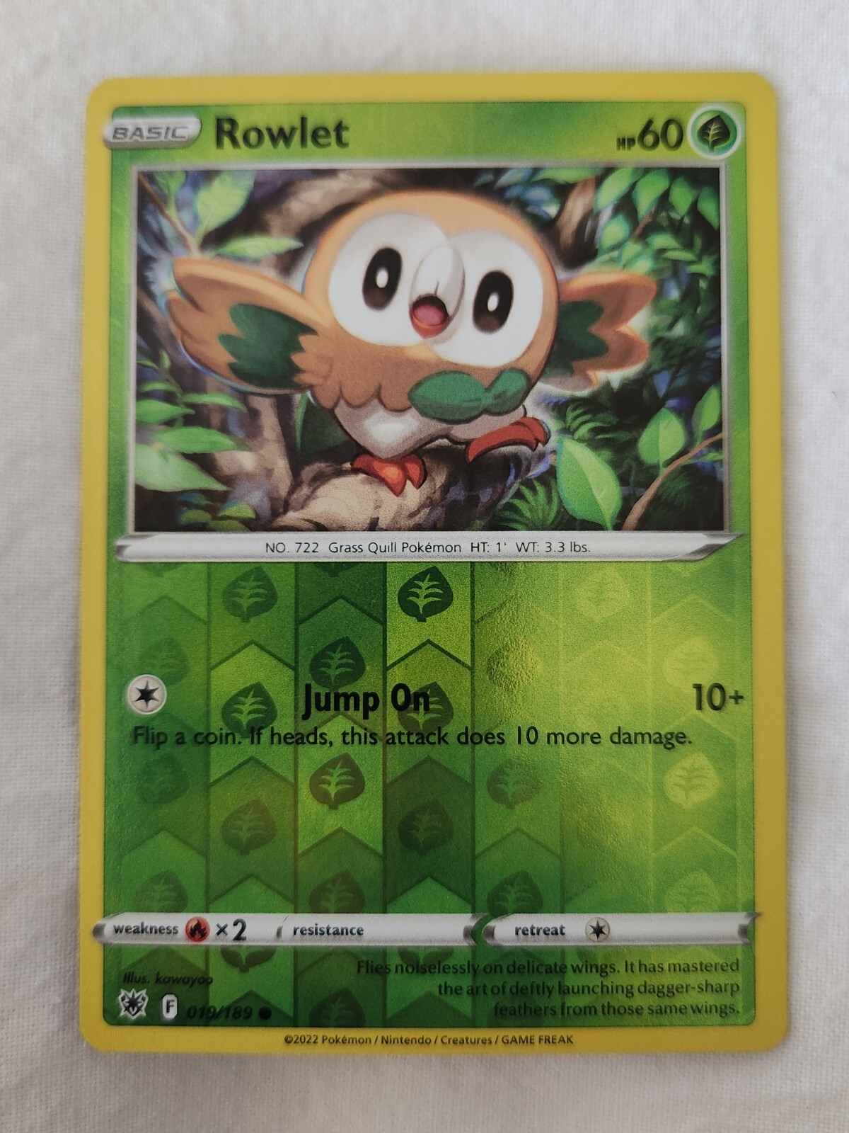 Pokemon Astral Radiance Rowlet 19/189 Reverse Holo – MINT CONDITION