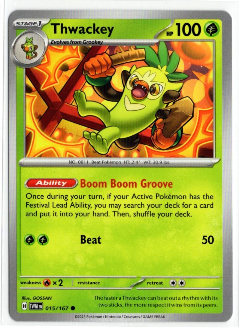 Pokemon Twilight Masquerade 015/167 Thwackey