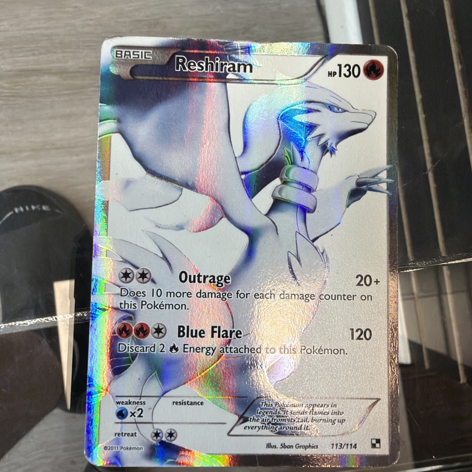Pokémon TCG Reshiram Black and White Holo Card 113/114 2011 Full Art Edition