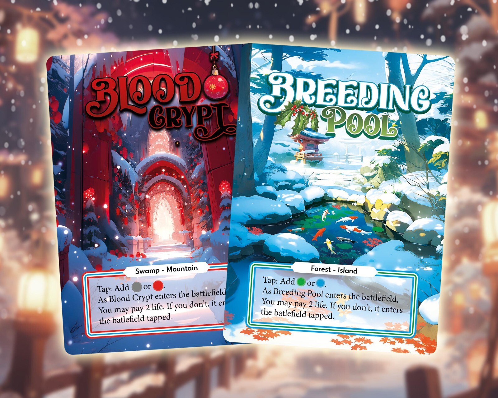 Shock Lands Christmas Edition – 10x MTG Custom Cards Age Full Art