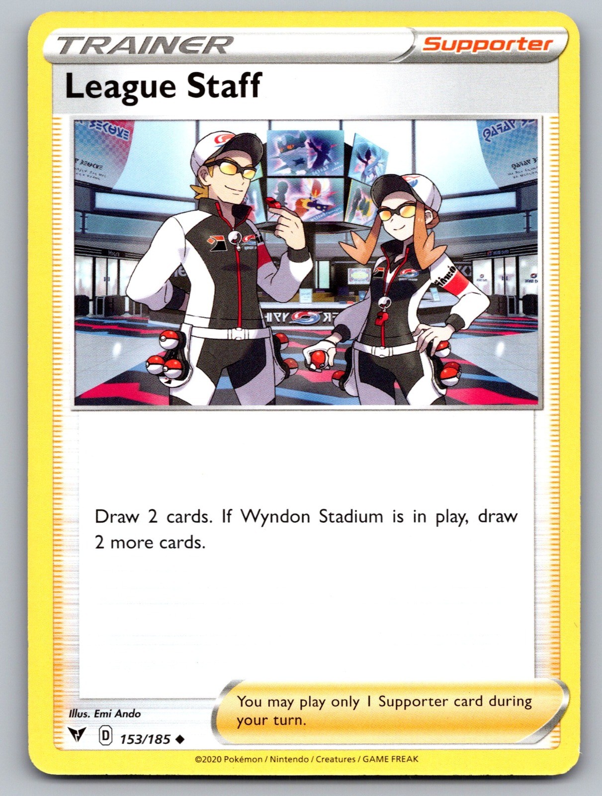 League Staff Uncommon SWSH04: Vivid Voltage 153/185 NM Emi Ando