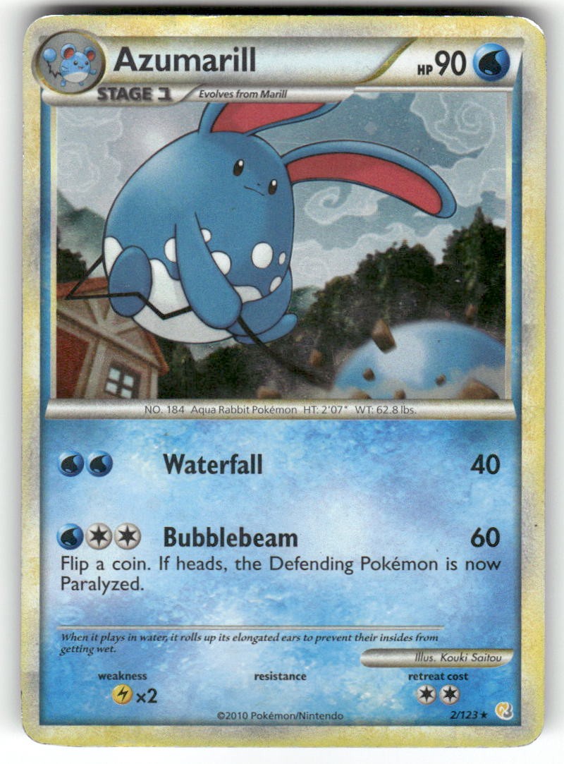 AZUMARILL – 2/123 – Damaged – HeartGold & SoulSilver – Holo Rare – Pokemon