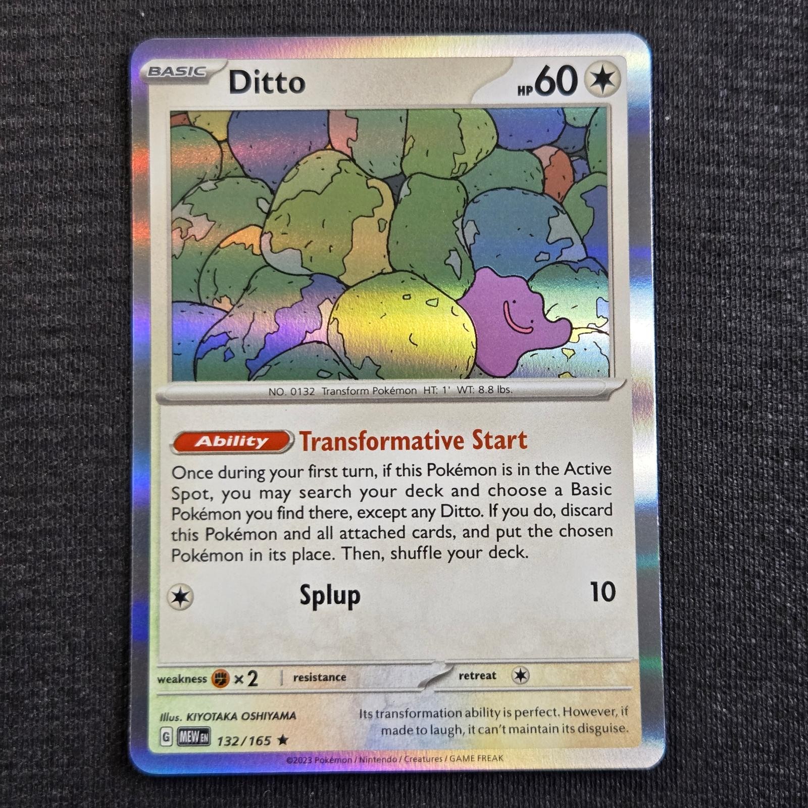Pokemon 151 Ditto Holo Rare 132 Near Mint