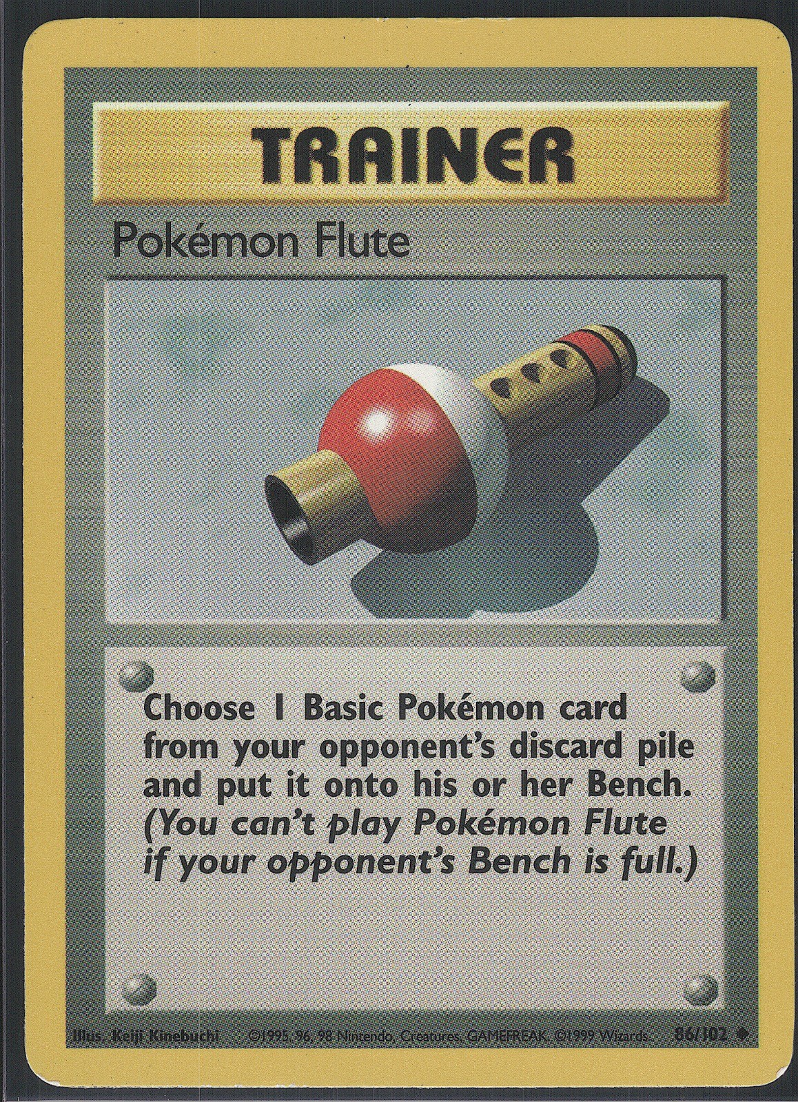 Pokemon Flute 86/102 Uncommon Base Set Unlimited Pokemon Lightly Played