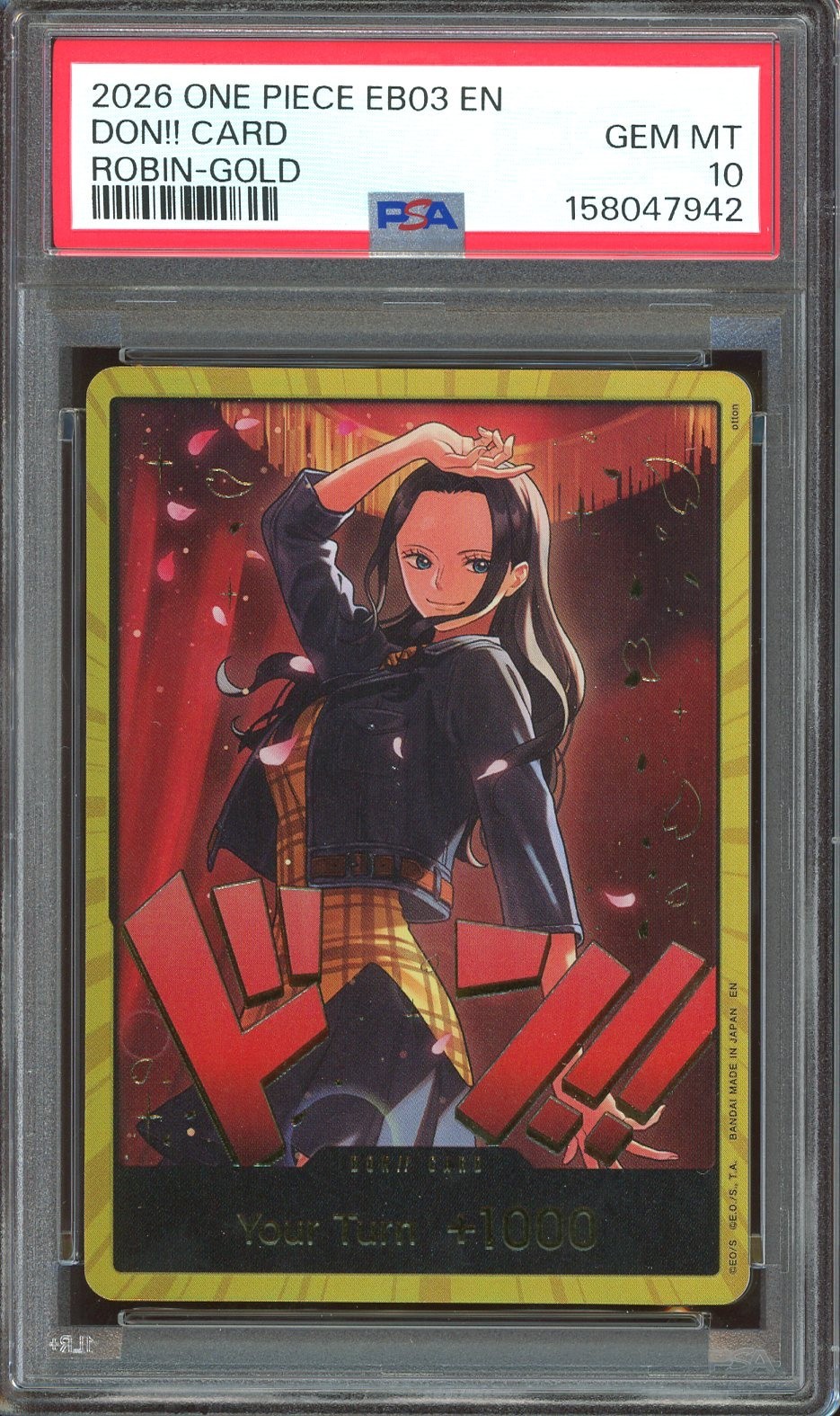 2026 One Piece EB03 EN Heroine’s Edition DON!! Card Robin Gold PSA 10