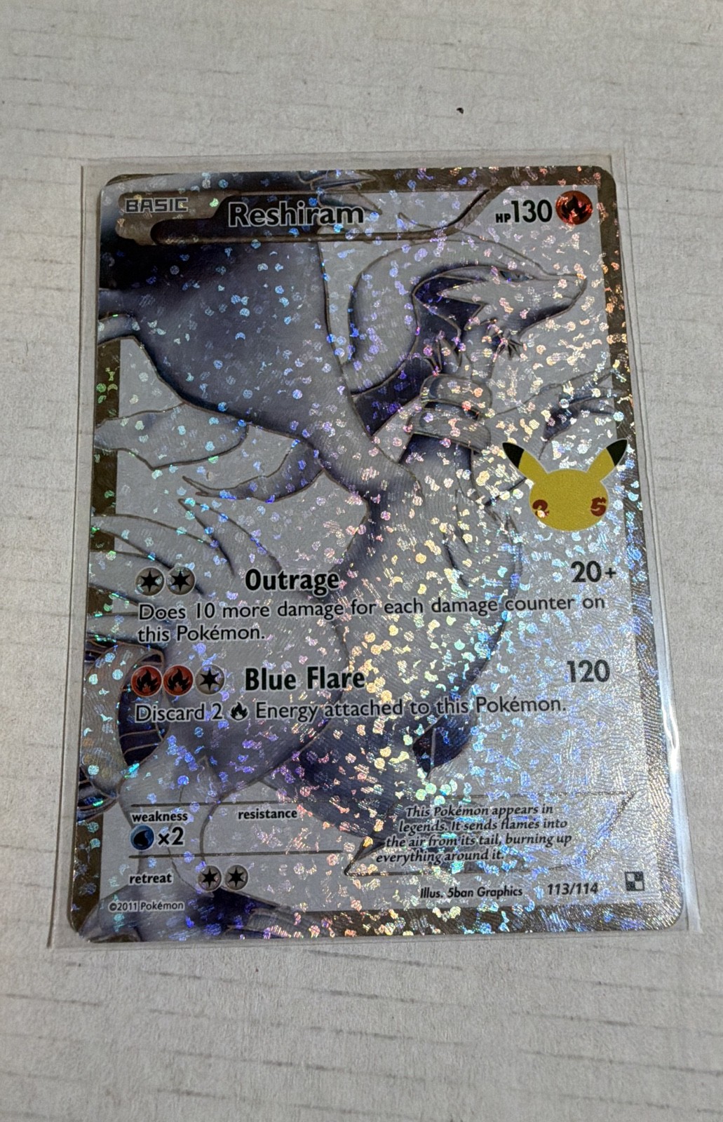 Reshiram (113 Full Art) 113/114 Black & White Holo