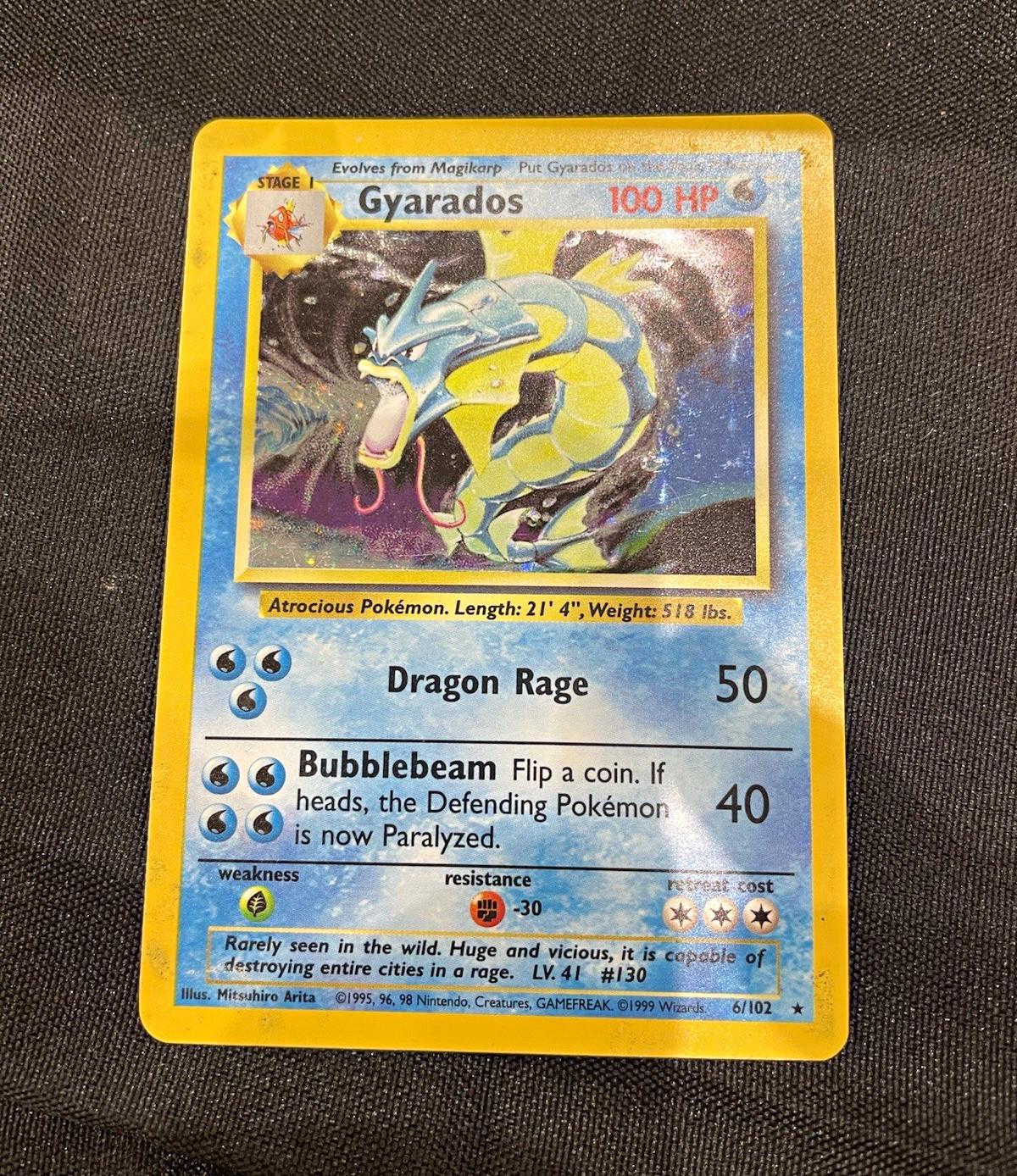 Pokemon TCG Base Set Gyarados 006/102 Holo Rare Unlimited English 1999 100HP