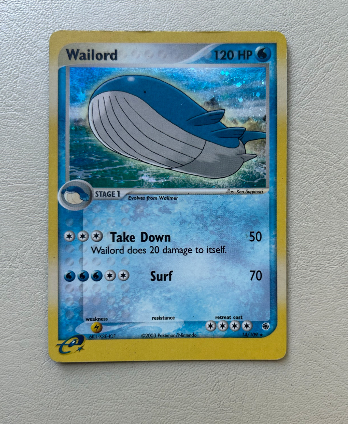Moderately Played Wailord 14/109 EX Ruby & Sapphire Holo