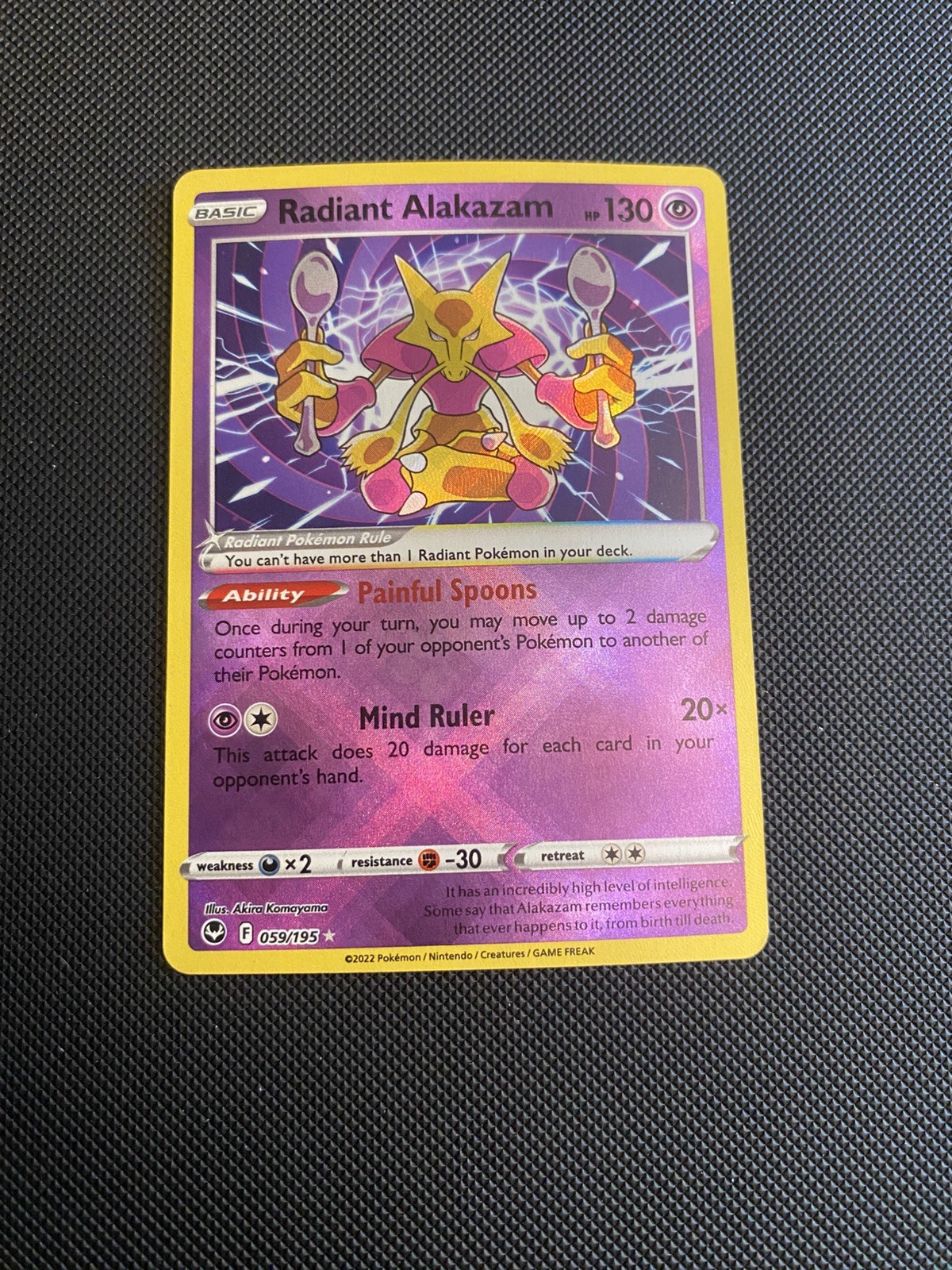 Pokemon TCG Radiant Alakazam 059/195 SWSH12 Silver Tempest Holo Radiant Rare LP