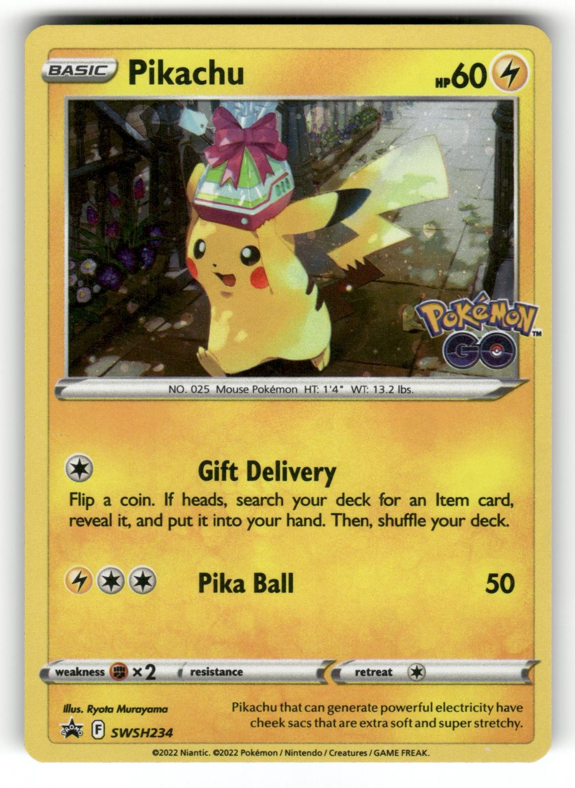 Pikachu LP SWSH234 Sword & Shield Promo Pokemon GO Cosmos Holo