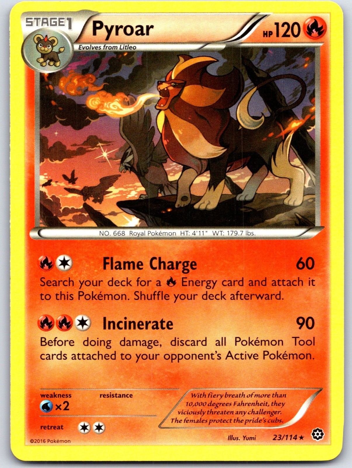Pyroar 23/114 Non Holo XY – Steam Siege Pokemon 2016 Yumi NM