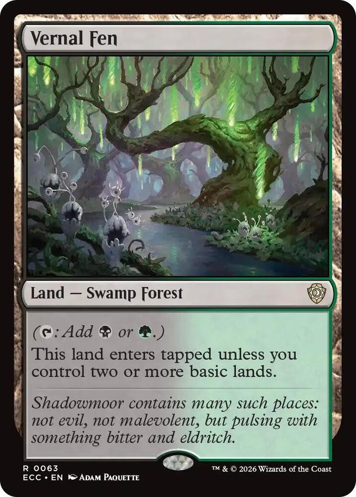 1x Vernal Fen – Commander: Lorwyn Eclipsed – NM – MTG