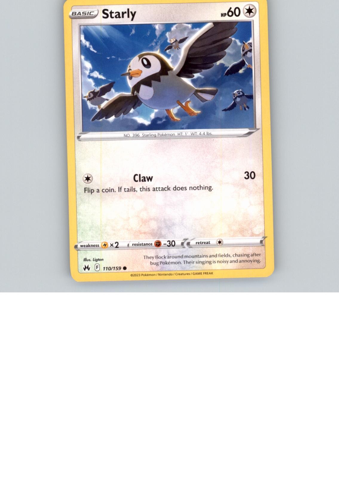 Starly 110/159 Common Crown Zenith Pokemon Near Mint