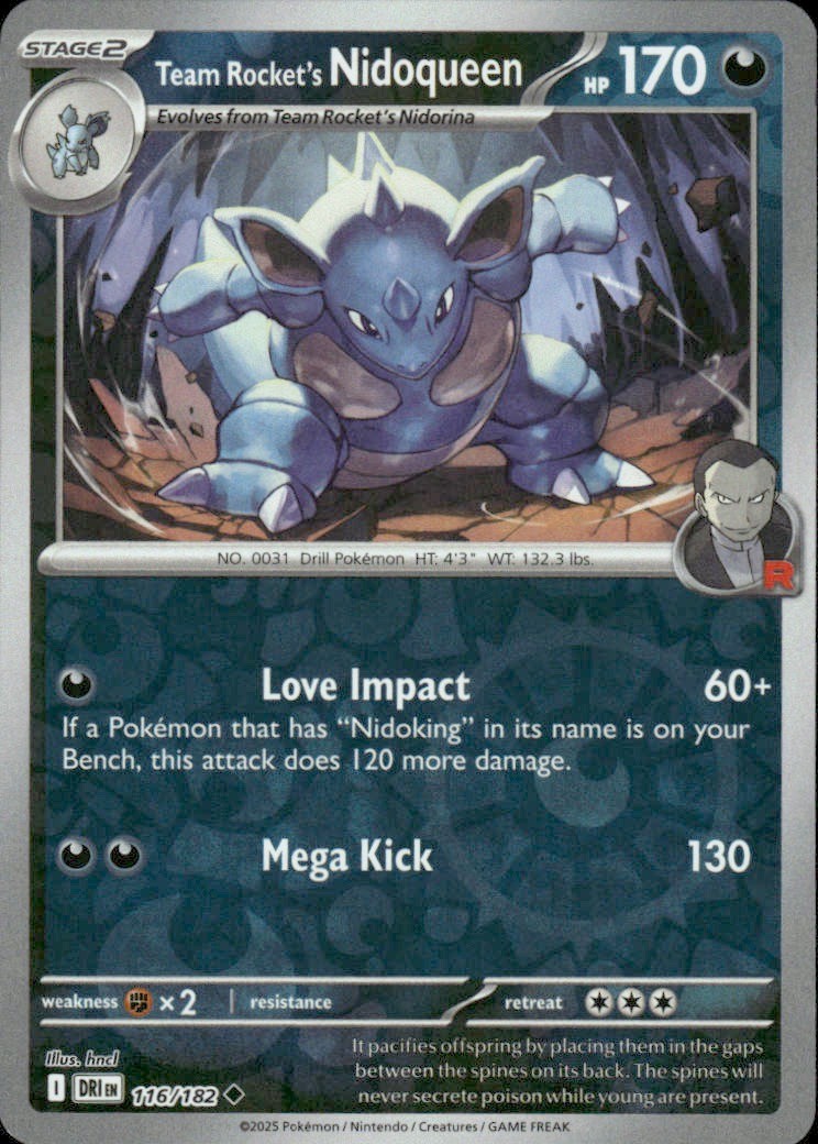 TEAM ROCKET’S NIDOQUEEN 116/182 DESTINED RIVALS REVERSE HOLO POKEMON HNCL