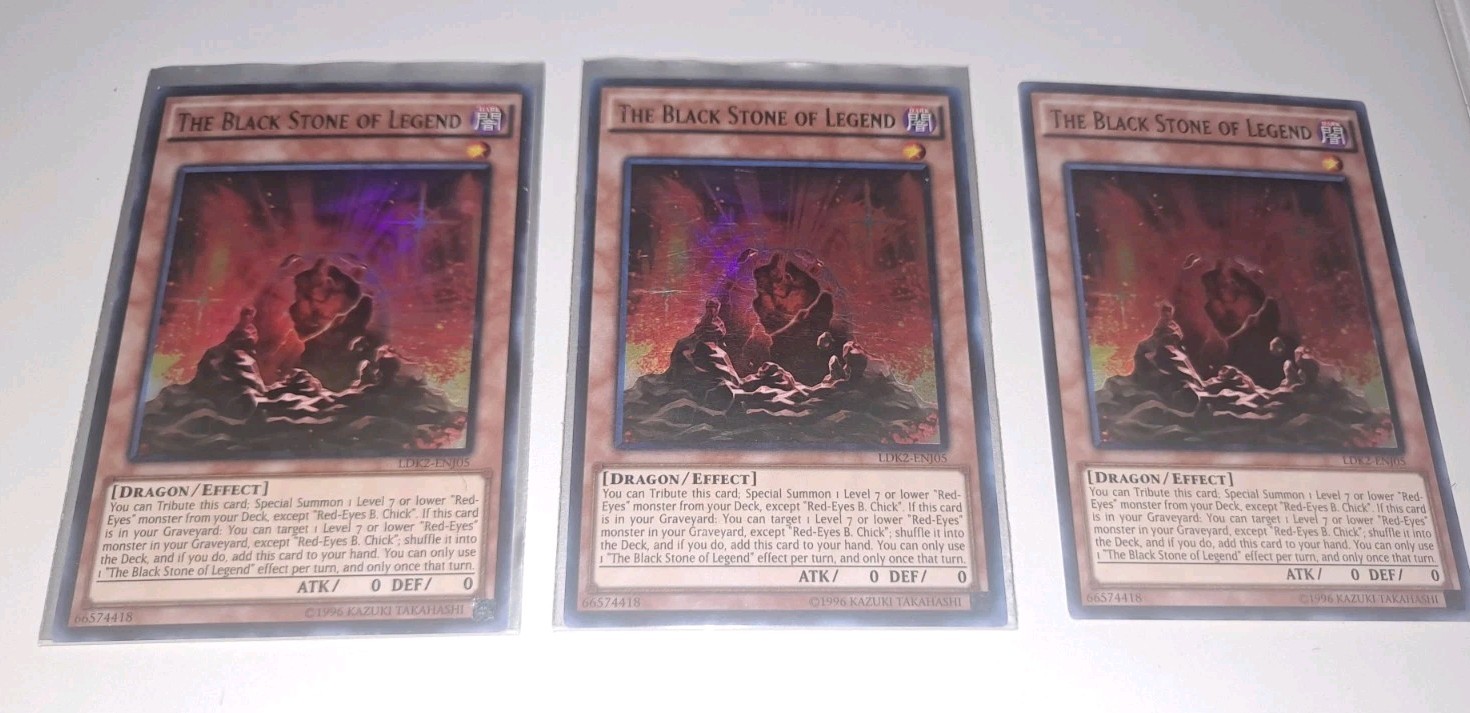 3X THE BLACK STONE OF LEGEND HOLOGRAPHIC ULTRA RARE LDK2-ENJ05 YUGIOH! NM