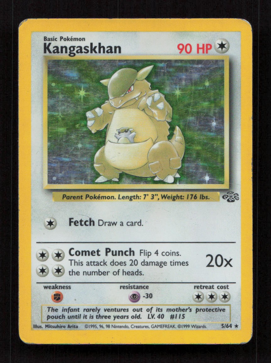 Kangaskhan 5/64 Unlimited Holo Rare Jungle Pokemon Damaged B55-77