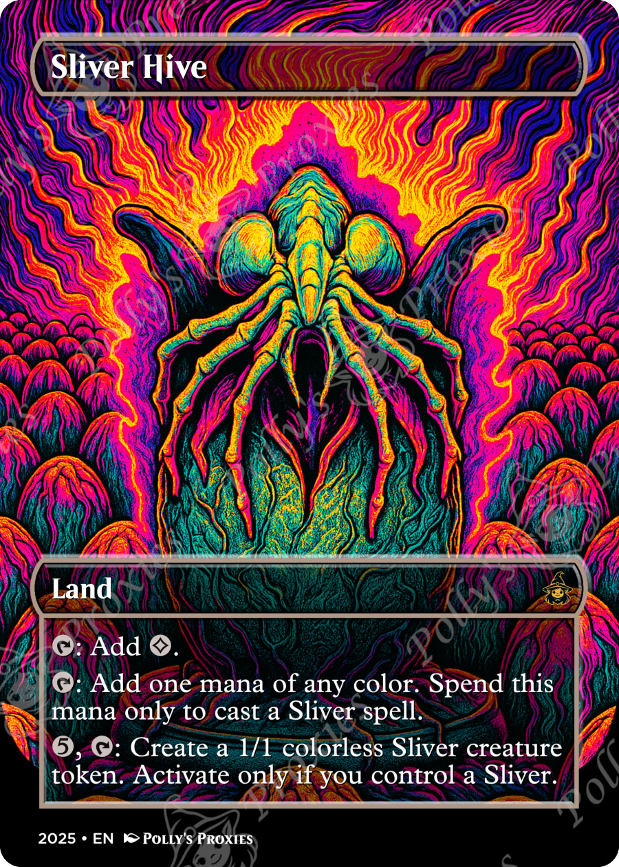 Sliver Hive FOIL Proxy Card with Custom Fantasy Metal Poster Art Design