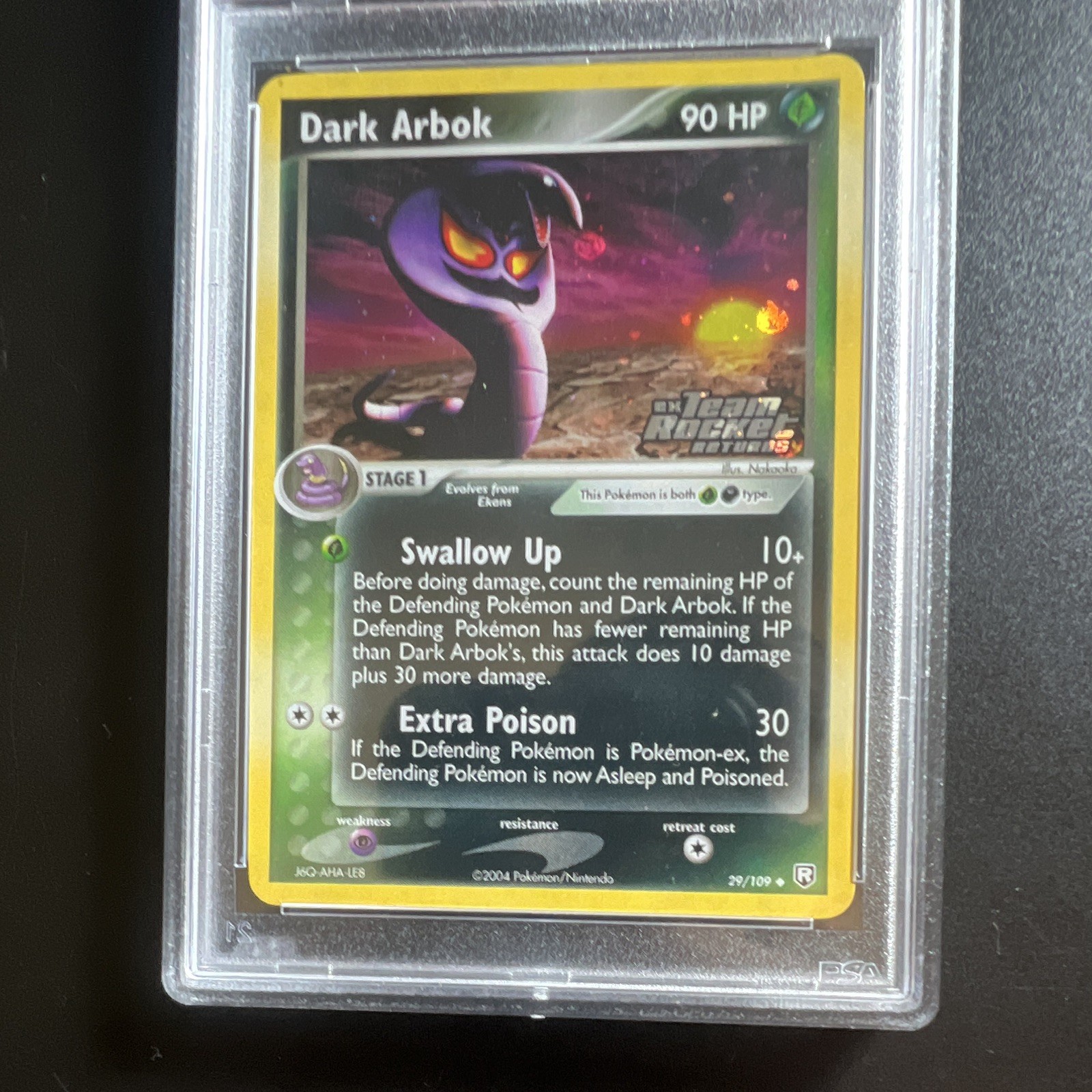 Pokémon Dark Arbok Team Rocket Returns #29/109 Reverse Holo PSA 8 2004 English