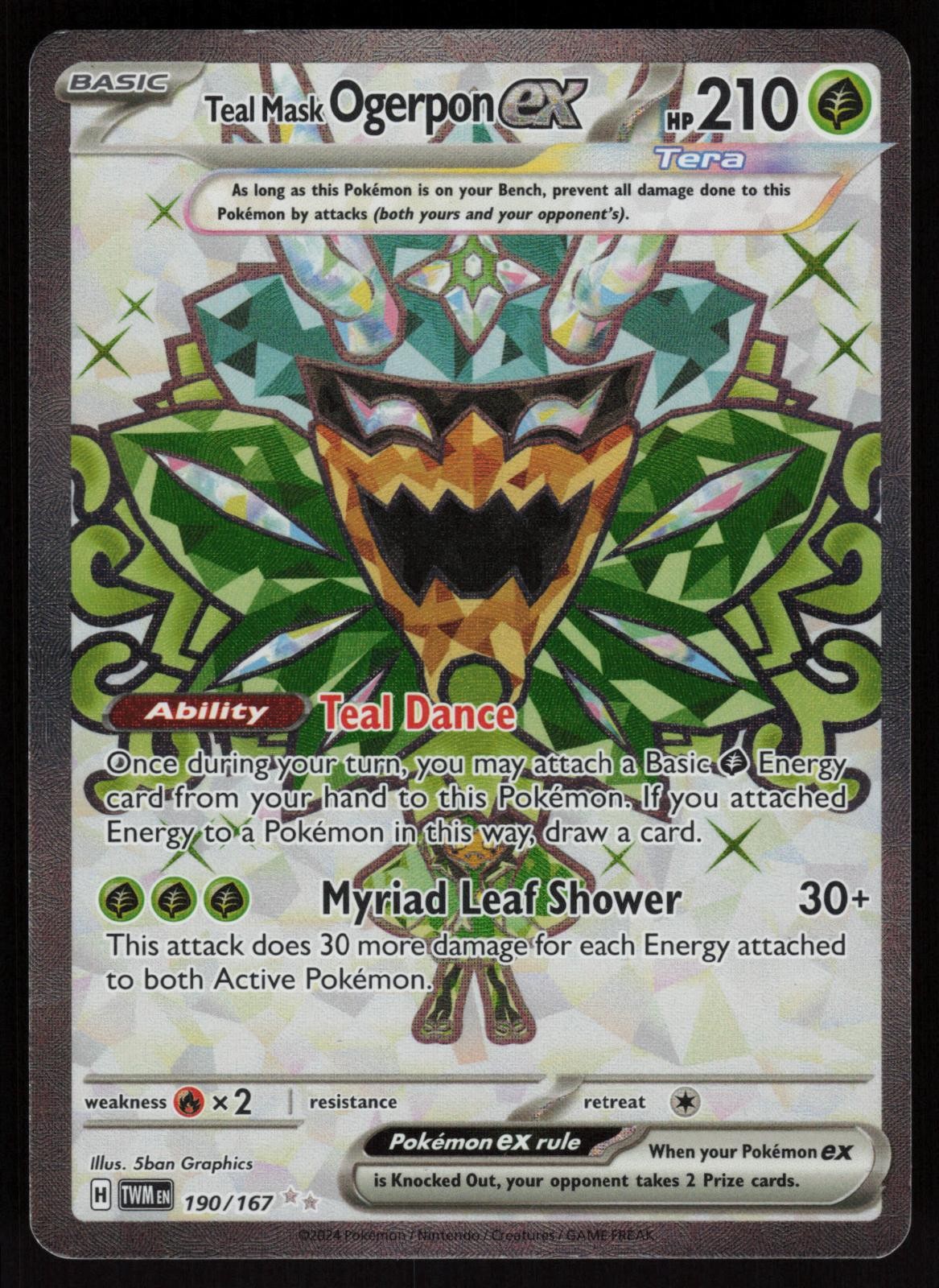 Teal Mask Ogerpon ex 190/167 Ultra Rare Twilight Masquerade Pokemon Holo NM