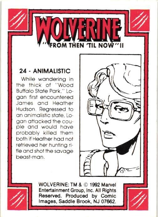 #24 Wolverine 1992 Comic Images Wolverine From Then ‘Til Now II X-Men Card