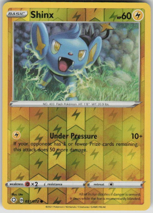 Pokemon Shinx Reverse Holo NM/LP Shining Fates PKMN 031/072